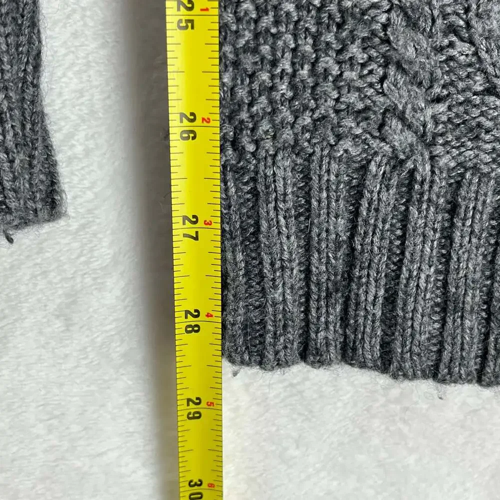American‎ Eagle Wool Blend Cable Knit Studded Sweater Gray M Indie